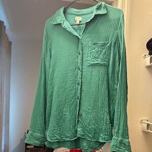 J. Crew Teal Textured Shirt